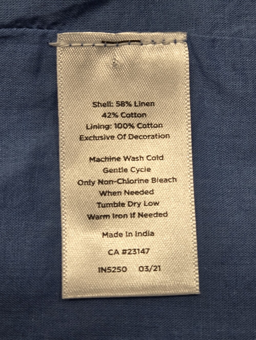 Talbots Blue Sleeveless Linen Blend Midi Multicolor Scalloped Trim. Size 10 - Picture 7 of 7